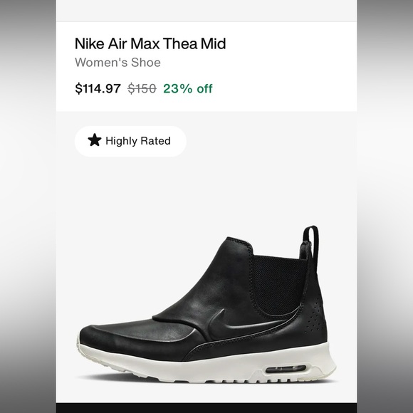 Nike Air Max Thea Mid, black sneaker boot, size 8.5 - Picture 6 of 6